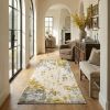 10' Gold Abstract Dhurrie Runner Rug