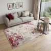 5' X 7' Red Abstract Dhurrie Area Rug