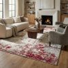 5' X 7' Red Abstract Dhurrie Area Rug