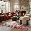 5' X 7' Red Abstract Dhurrie Area Rug