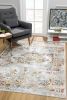 4' X 6' Gray And Beige Distressed Ornate Area Rug