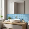 8" X 8" Ocean Blue Mosaic Peel And Stick Removable Tiles