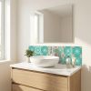 8" X 8" Aquamarine Mosaic Peel And Stick Removable Tiles