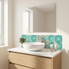 8" X 8" Aquamarine Mosaic Peel And Stick Removable Tiles