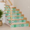 7" X 7" Green And White Mosaic Peel And Stick Removable Tiles