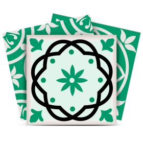 8" X 8" Green And White Mosaic Peel And Stick Removable Tiles