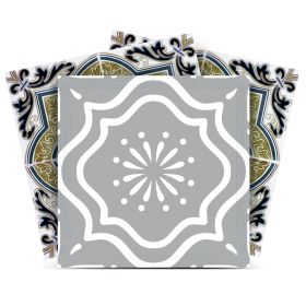 8" X 8" Vintage Sage Medallion Peel And Stick Removable Tiles