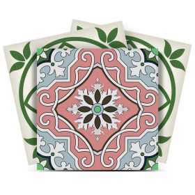 6" X 6" Vintage Green And Taupe Mosaic Peel And Stick Removable Tiles