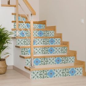 5" X 5" Sage And Aqua Floral Peel And Stick Removable Tiles