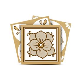 7" X 7" Vintage Brown And White Peel And Stick Removable Tiles