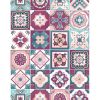 7" X 7" Vintage Turq Blush And Mauve Peel And Stick Removable Tiles