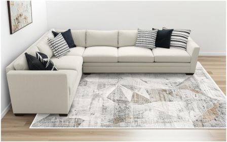 8' X 11' Gray Distressed Prism Modern Area Rug