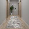 2' X 20' Gray And Ivory Abstract Runner Rug