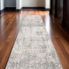 2' X 10' Gray And Ivory Distressed Runner Rug