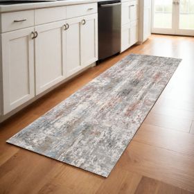 2' X 8' Gray Abstract Pattern Runner Rug