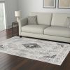 5' X 8' Gray Distressed Decorative Area Rug