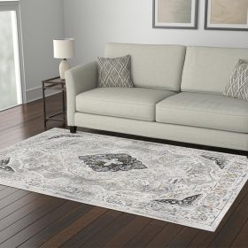 5' X 8' Gray Distressed Decorative Area Rug