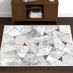 4' X 6' Grey Geometric Area Rug