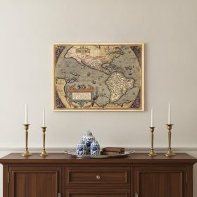 20" X 28" Vintage 1598 Map Of The Americas Wall Art