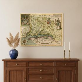 24" X 32" Map Of Virginia C1627 Vintage  Poster Wall Art