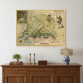18" X 24" Map Of Virginia C1627 Vintage  Poster Wall Art