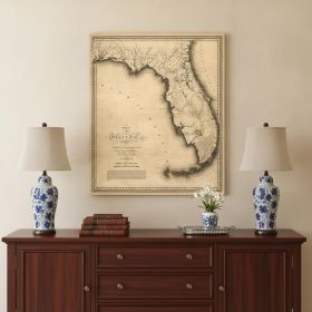 24" X 28" C1823 Early Map Of Florida  Vintage  Poster Wall Art