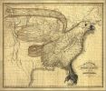 20" X 24" Eagle Map Of America C1833 Vintage  Poster Wall Art