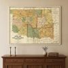 18" X 24" Map Of Indian And Oklahoma Territories Vintage Poster Wall Art