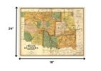 18" X 24" Map Of Indian And Oklahoma Territories Vintage Poster Wall Art