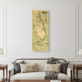 16" X 36" Map Of Jacksonville Florida Vintage Poster Wall Art