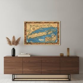16" x 24" Vintage 1933 Map of Long Island Wall Art