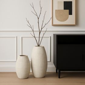 Petite White Embossed Stripes Ceramic Vase
