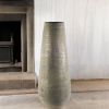 39" Rustic Gray And Gold Textured Ceramic Floor Vase