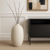 32" Narrow White Textured Ceramic Vase