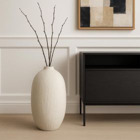 32" Narrow White Textured Ceramic Vase