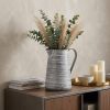 11" Gray and White Abstract Metal Jug Vase