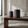 Set of Two Dark Gray Metal Decorative Canister