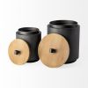 Set of Two Dark Gray Metal Decorative Canister