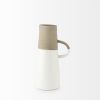 14" White and Natural Ceramic Decorative Jug Tabletop Sculpture