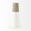 17" White and Natural Ceramic Decorative Jug Tabletop Sculpture