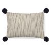Beige And Midnight Pom Pom Lumbar Accent Pillow Cover