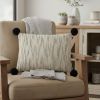 Beige And Midnight Pom Pom Lumbar Accent Pillow Cover