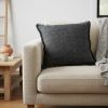 Dark Gray Fringed Throw Pillow Cover