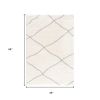 4' X 6' Ivory Modern Uneven Lattice Area Rug