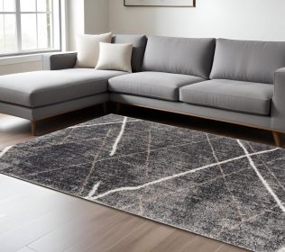 7' X 9' Gray Modern Distressed Lines Area Rug