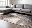 8' X 11' Ivory And Navy Retro Modern Area Rug