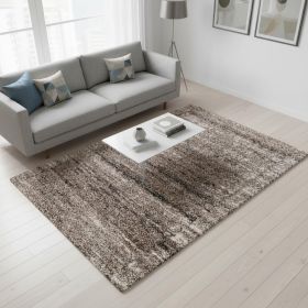 5' X 8' Ivory And Brown Retro Mod Area Rug