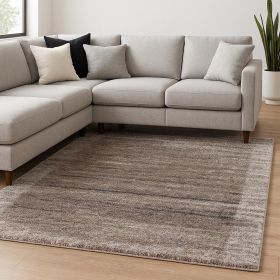 8' X 11' Ivory And Brown Retro Mod Area Rug