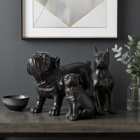 Black Resin Bulldog Sculpture