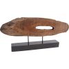 15" Brown and Black Wood and Metal Modern Abstract Tabletop Sculpture
